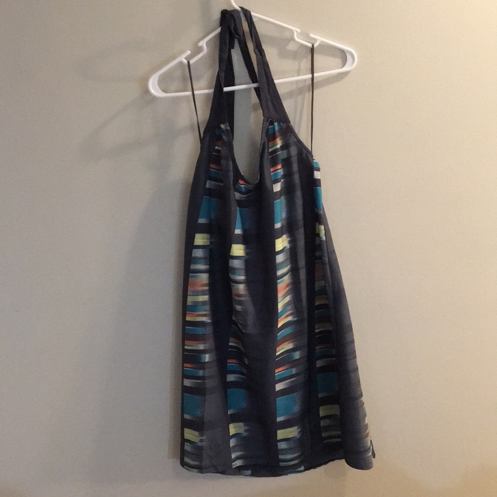 Grey geometric halter dress